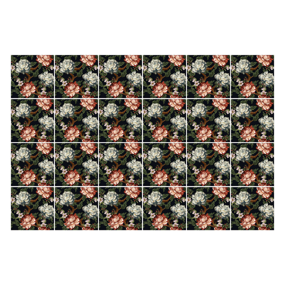 Naklejki samoprzylepne na kafelki Kwiatowy motyw w gęstwinie