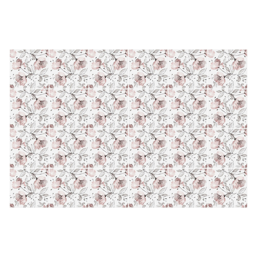 Naklejki na kafelki do kuchni Kwiatowy motyw z liśćmi