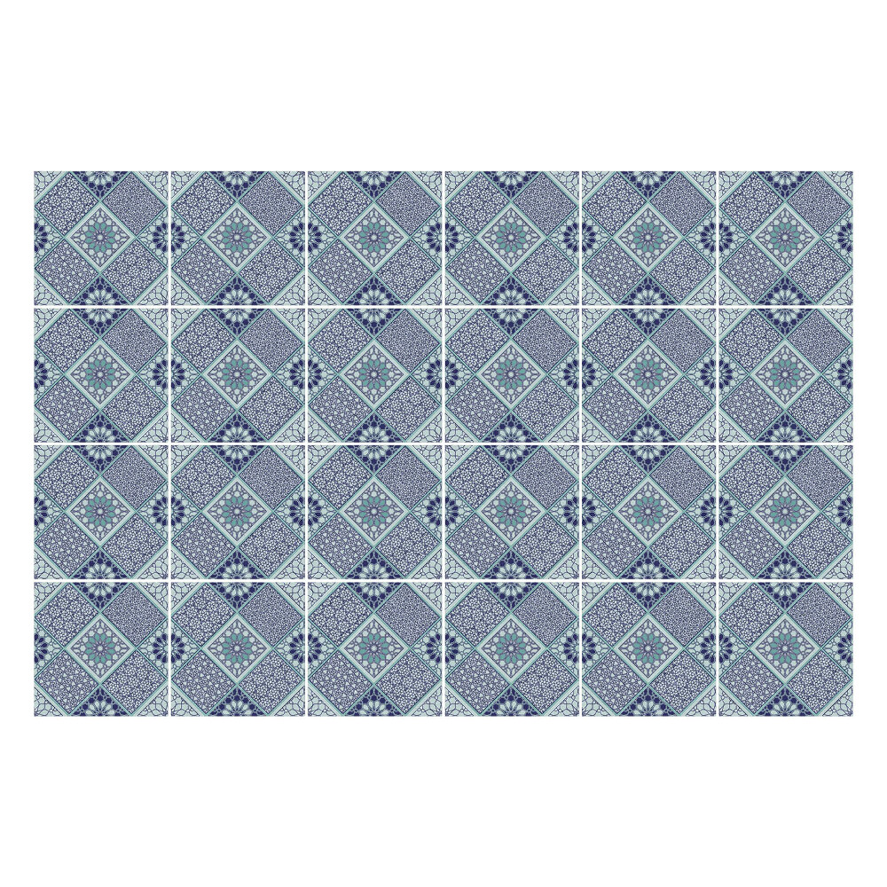 Naklejki samoprzylepne na kafelki Geometryczne diamenty z kwiatami