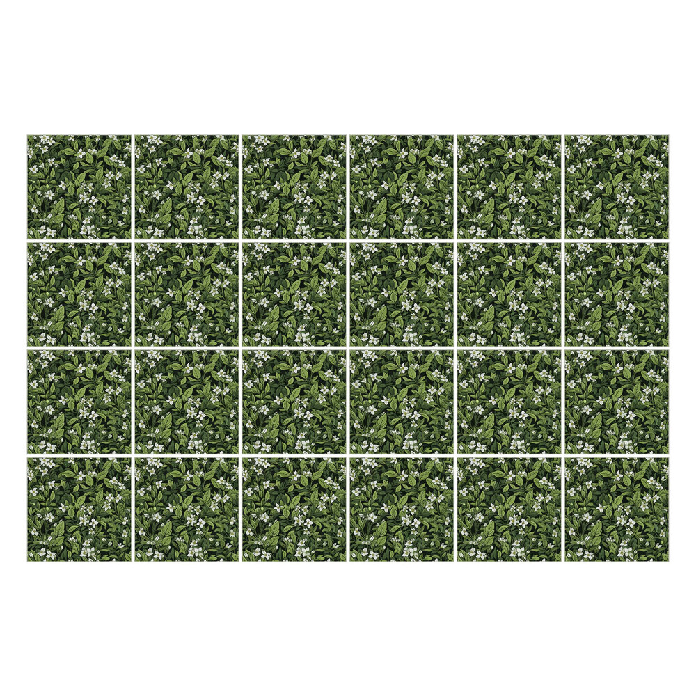 Okleina na płytki Liście z delikatnymi kwiatami