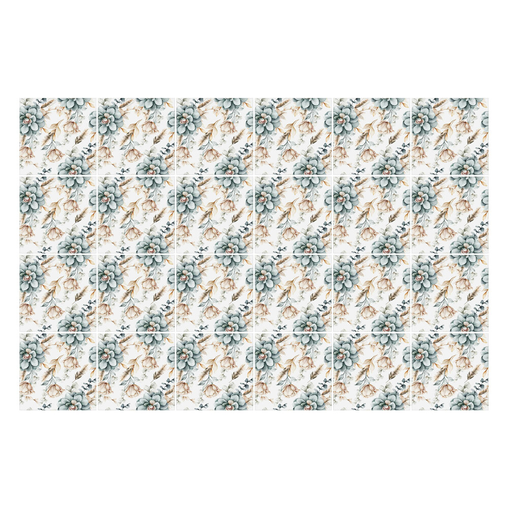 Naklejki na kafelki do kuchni Kwiatowy motyw z liśćmi