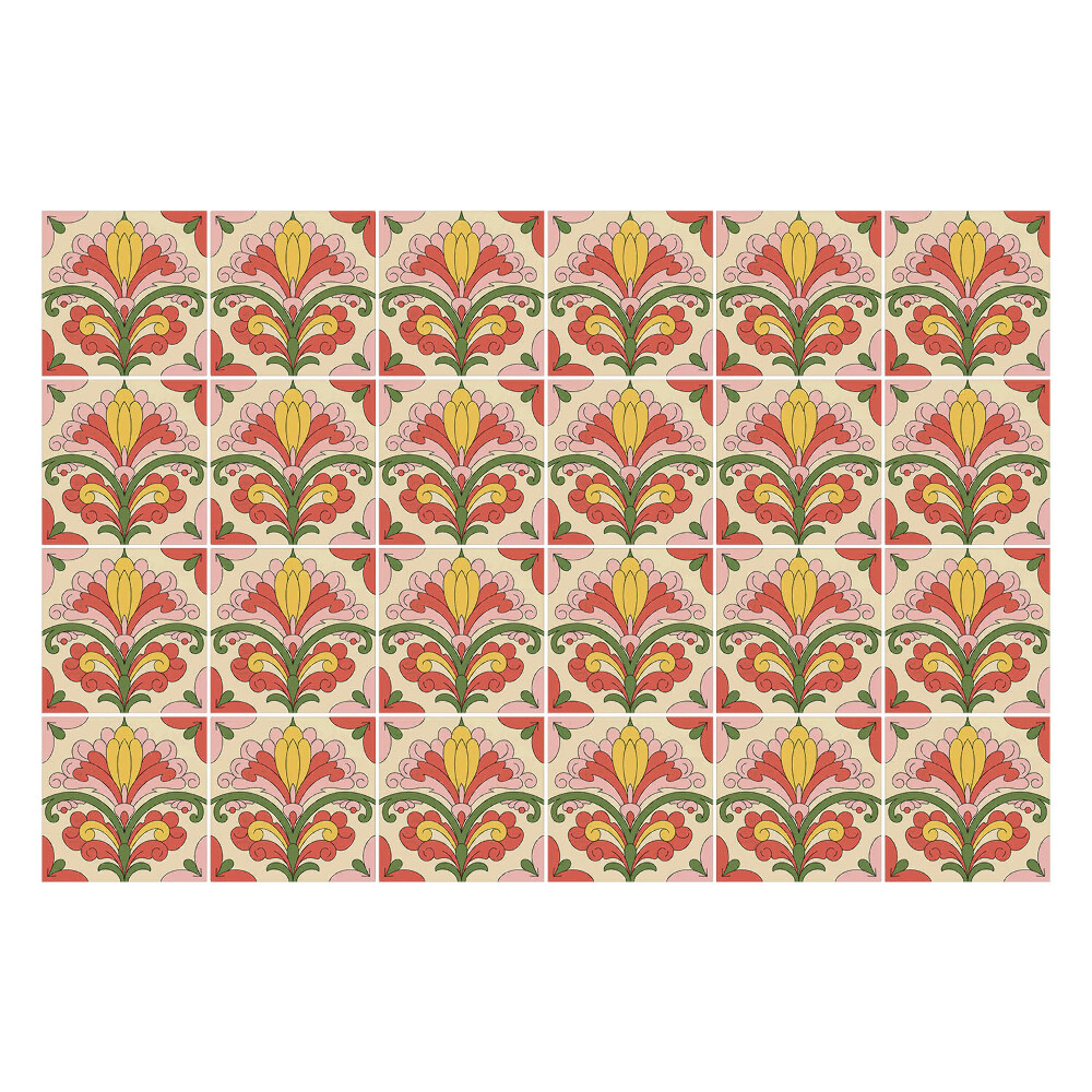 Okleina na płytki Kwiatowe ornamenty w układzie