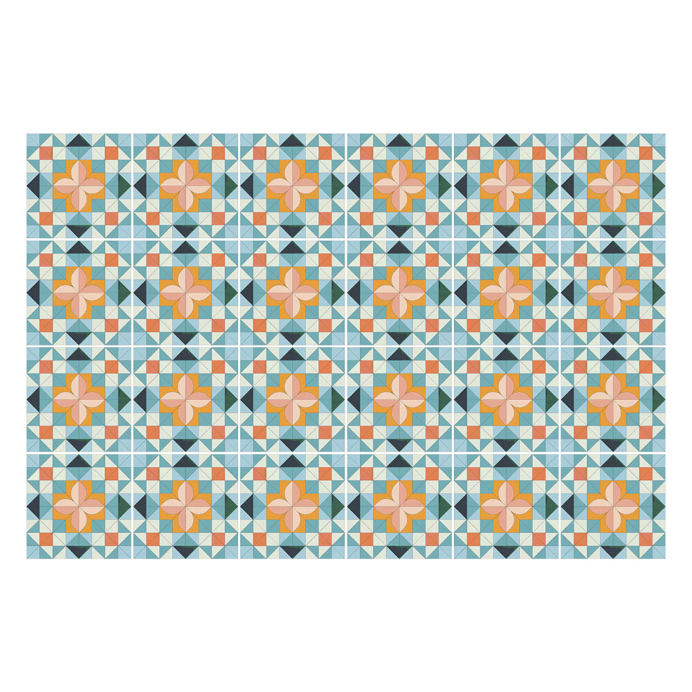 Naklejki samoprzylepne na kafelki Geometryczne kwiaty w siatce