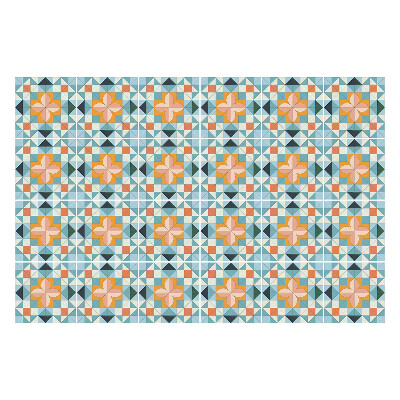 Naklejki samoprzylepne na kafelki Geometryczne kwiaty w siatce