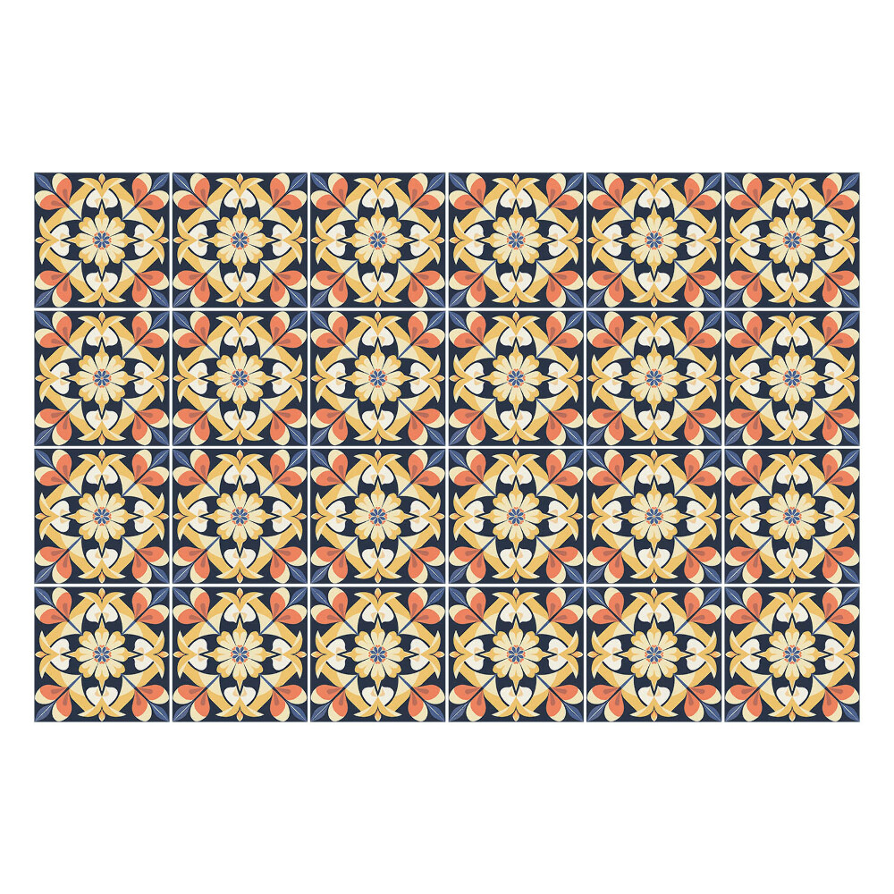 Naklejki samoprzylepne na kafelki Kwiatowe motywy w siatce