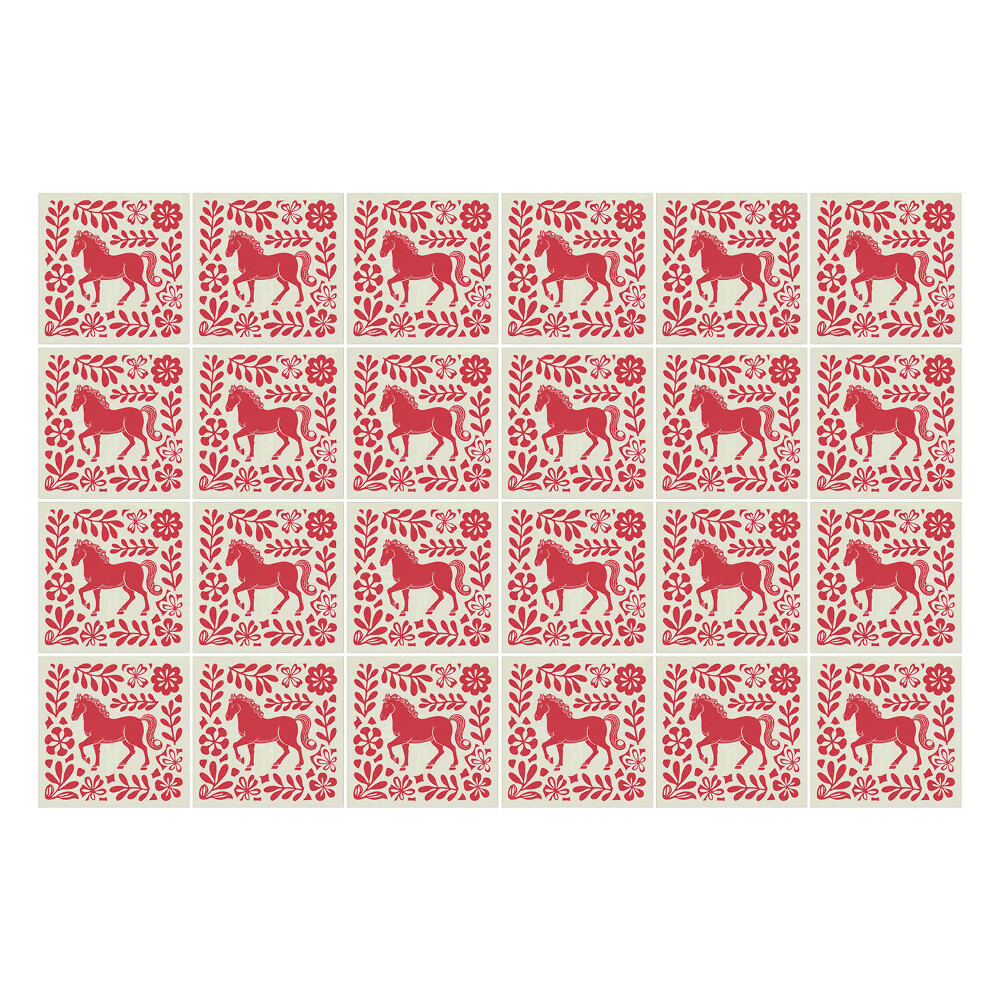 Okleina na płytki Folkowy wzór w końmi