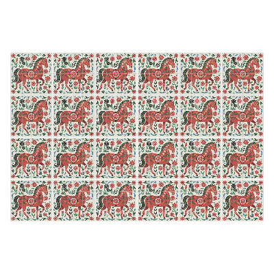 Naklejki samoprzylepne na kafelki Konie w kwiecistej kompozycji