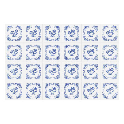 Naklejki na kafelki do kuchni Mozaika błękitnych kwiatów