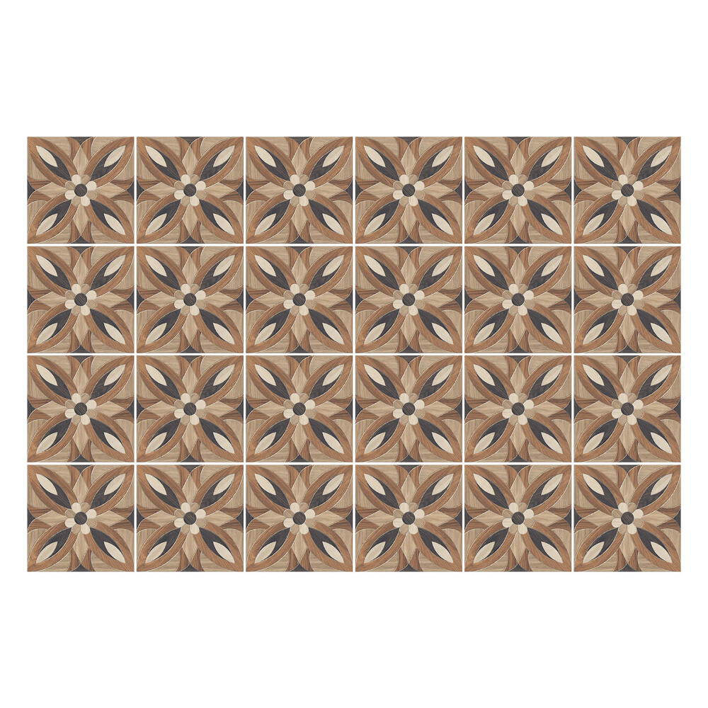 Naklejki samoprzylepne na kafelki Drewniane motywy kwiatowe