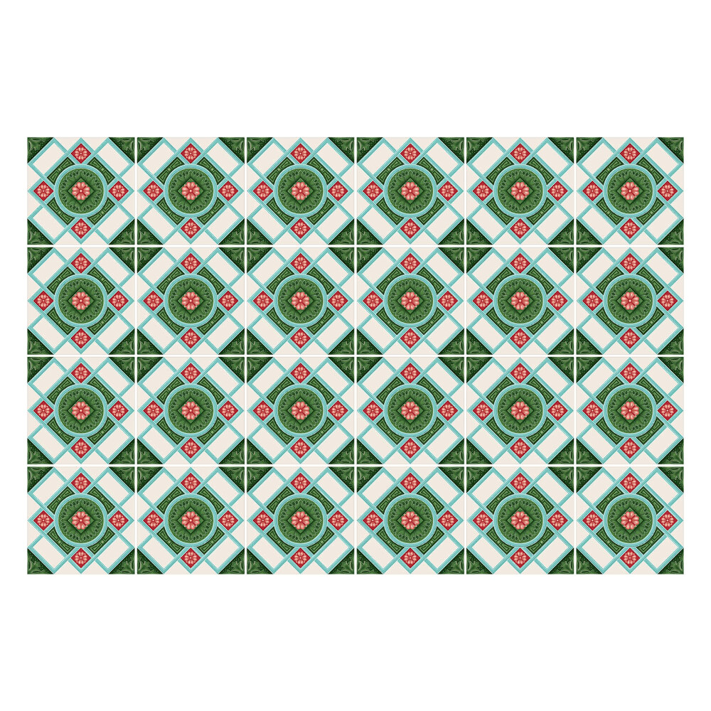 Naklejki na kafelki do kuchni Motyw kwiatowy w rombach