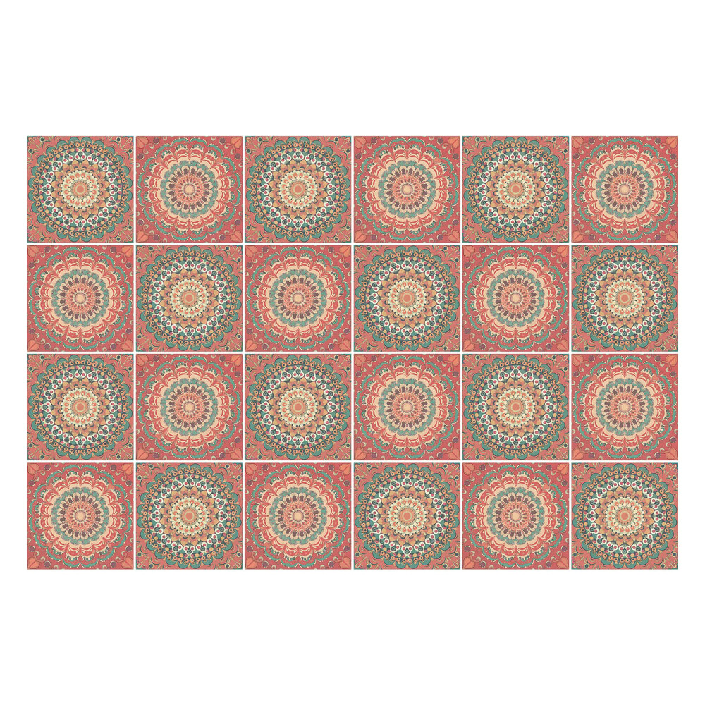 Naklejki samoprzylepne na kafelki Mandala w powtarzających się okręgach