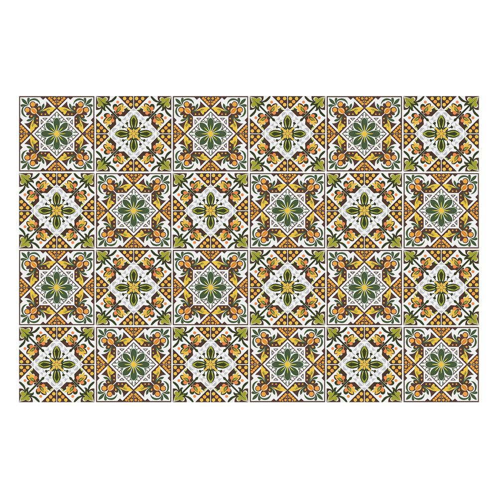 Naklejki samoprzylepne na kafelki Kwiatowe ornamenty w kwadratach