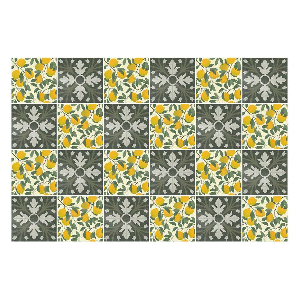 Naklejki samoprzylepne na kafelki Liściaste i cytrusowe motywy