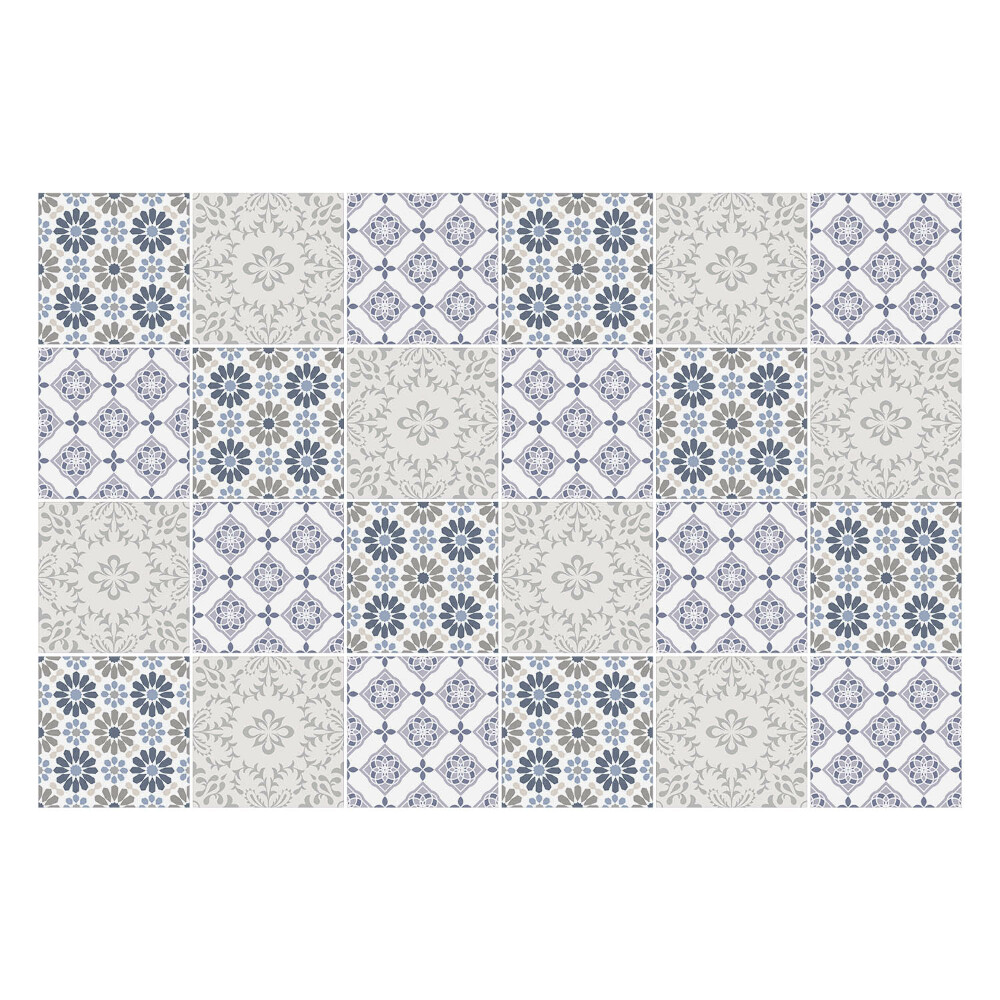 Okleina na płytki Kwiatowe motywy w kratkę