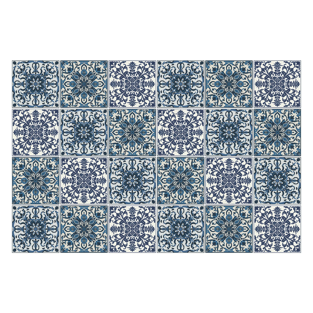 Naklejki na kafelki do kuchni Kwiatowe ornamenty w siatce