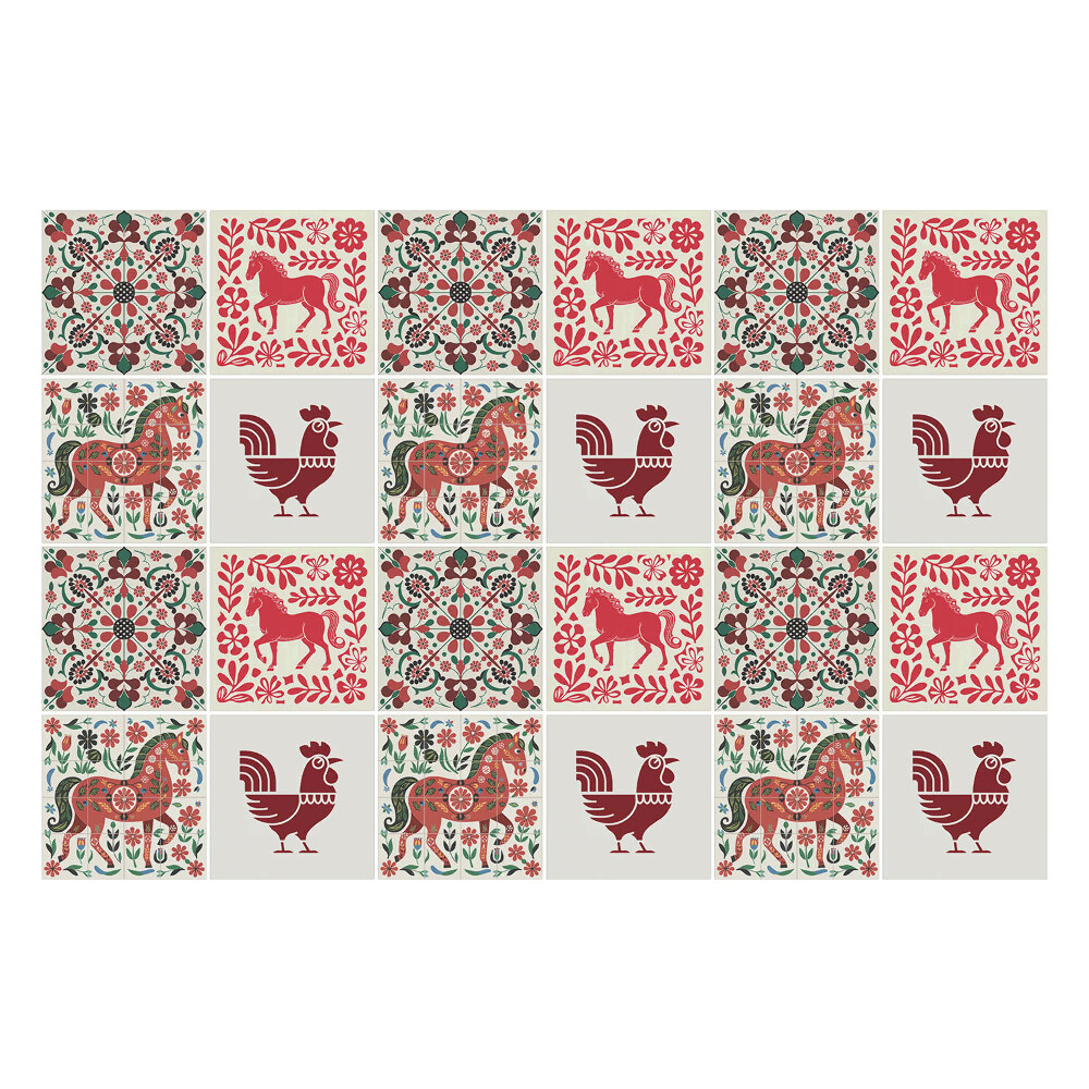 Naklejki na kafelki do kuchni Folkowe motywy zwierzęce