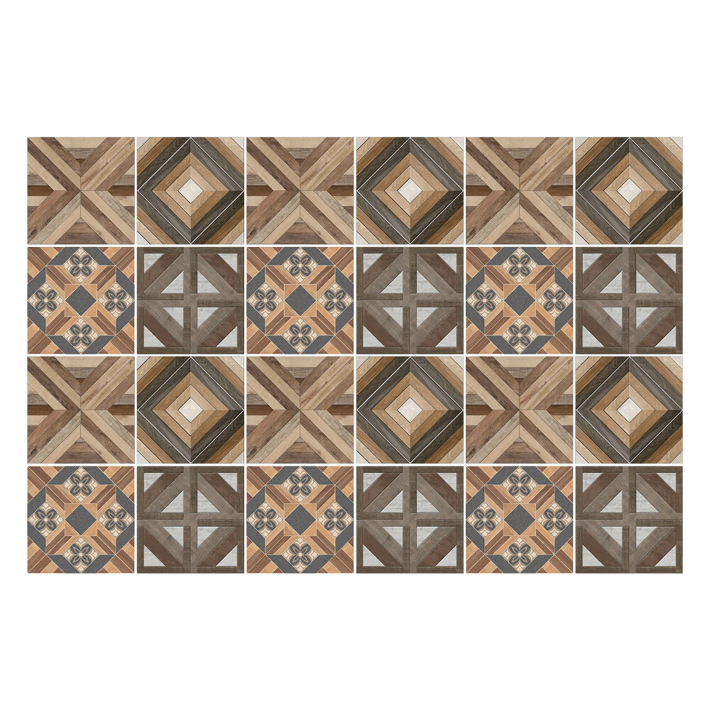 Naklejki samoprzylepne na kafelki Geometryczne układy drewna