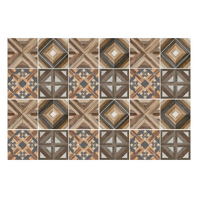 Naklejki samoprzylepne na kafelki Geometryczne układy drewna