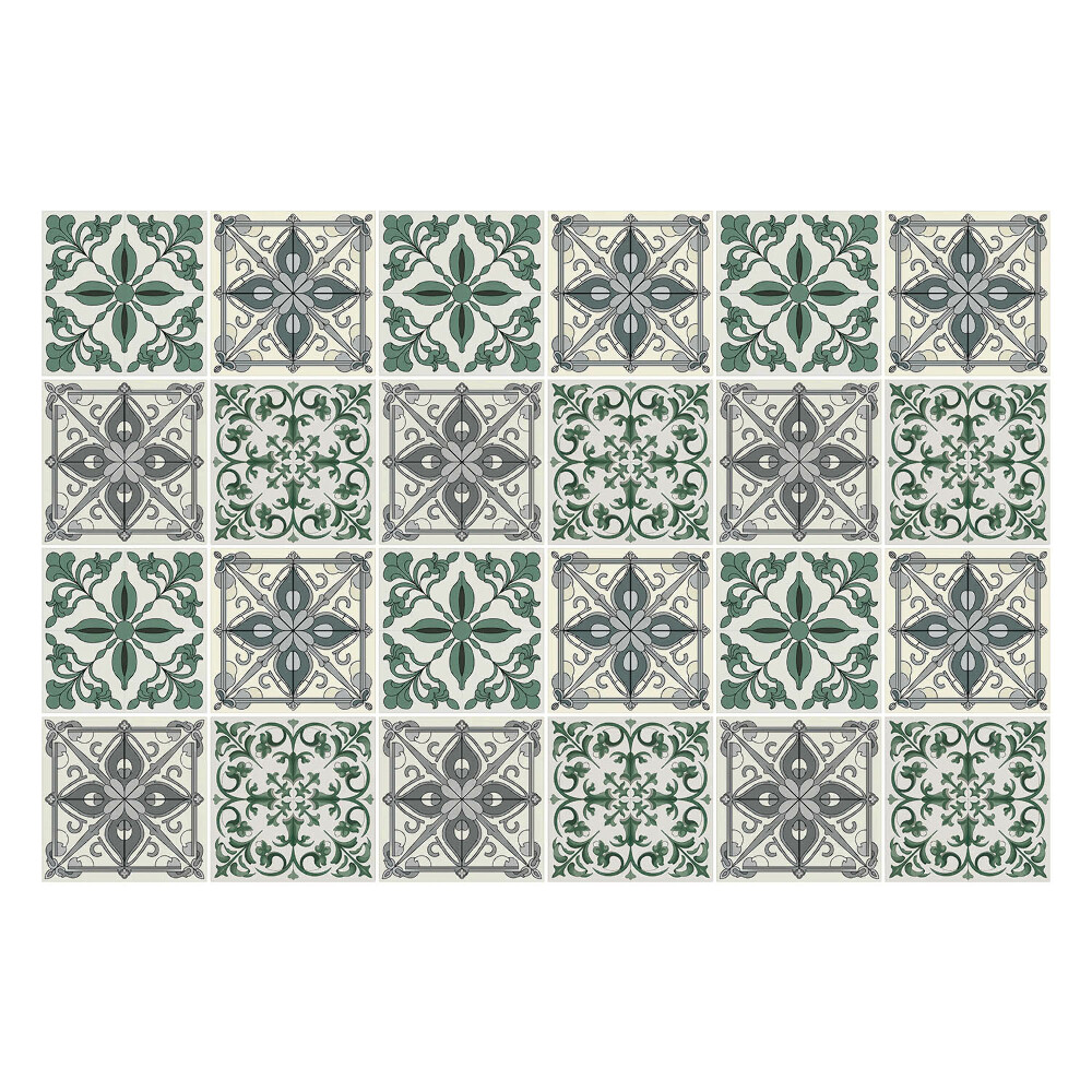 Okleina na płytki Eleganckie kafle z motywem florystycznym