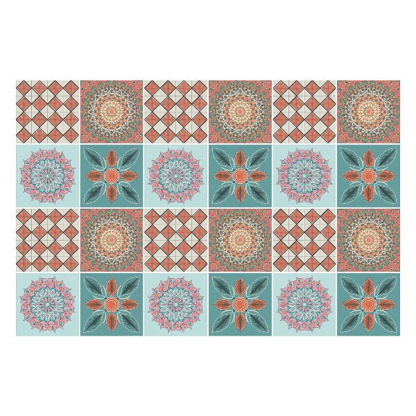 Naklejki na kafelki do kuchni Kwiatowe mandale w siatce