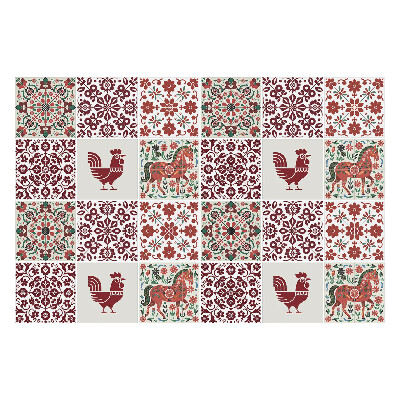 Naklejki samoprzylepne na kafelki Kury i konie w kwiatach