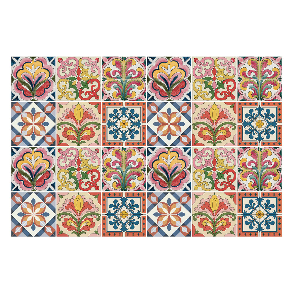 Naklejki na kafelki do kuchni Kwiatowe ornamenty w mozaice