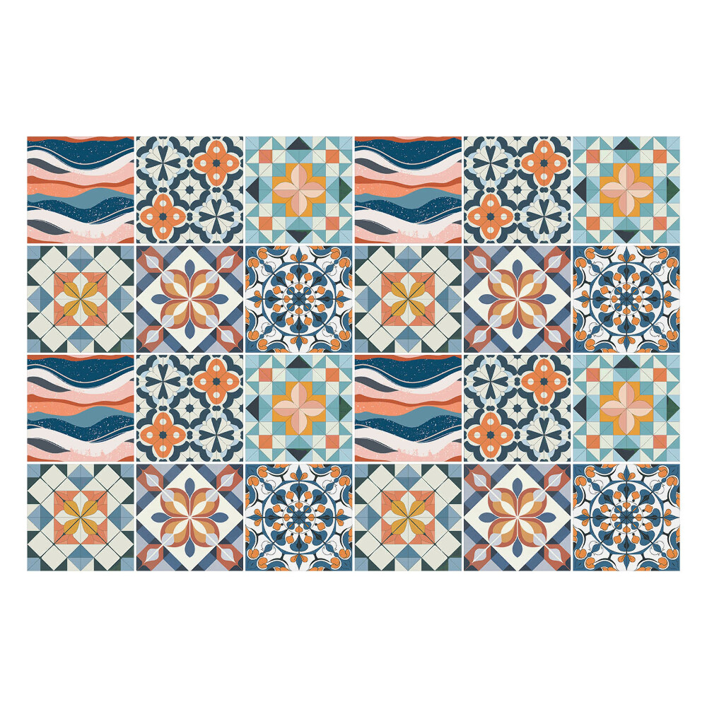 Naklejki samoprzylepne na kafelki Kwiatowe mozaiki i figury