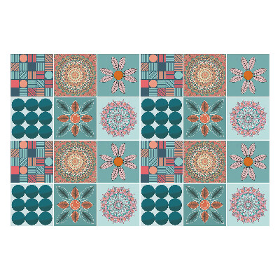 Naklejki na kafelki do kuchni Kwiatowe i geometryczne motywy