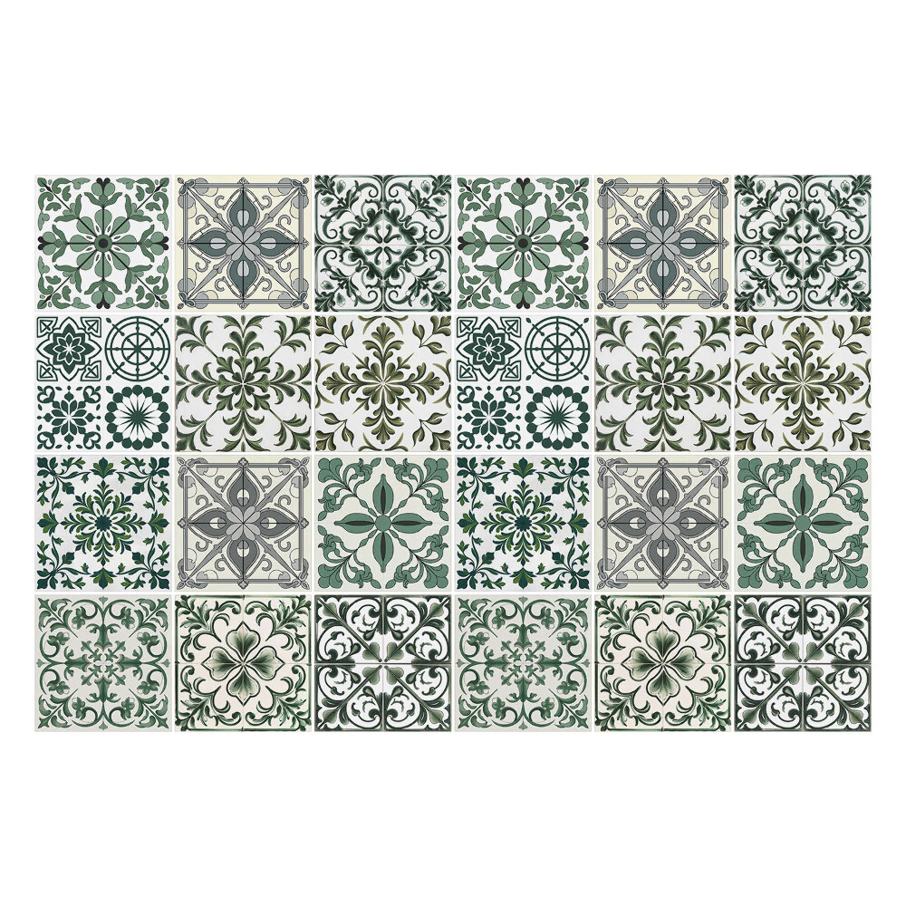 Naklejki na kafelki do kuchni Kwiatowe ornamenty w mozaice