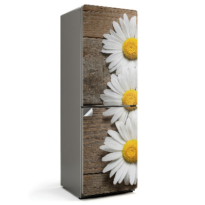 Naklejka tapeta na lodówkę Kwiaty na drewnianym tle
