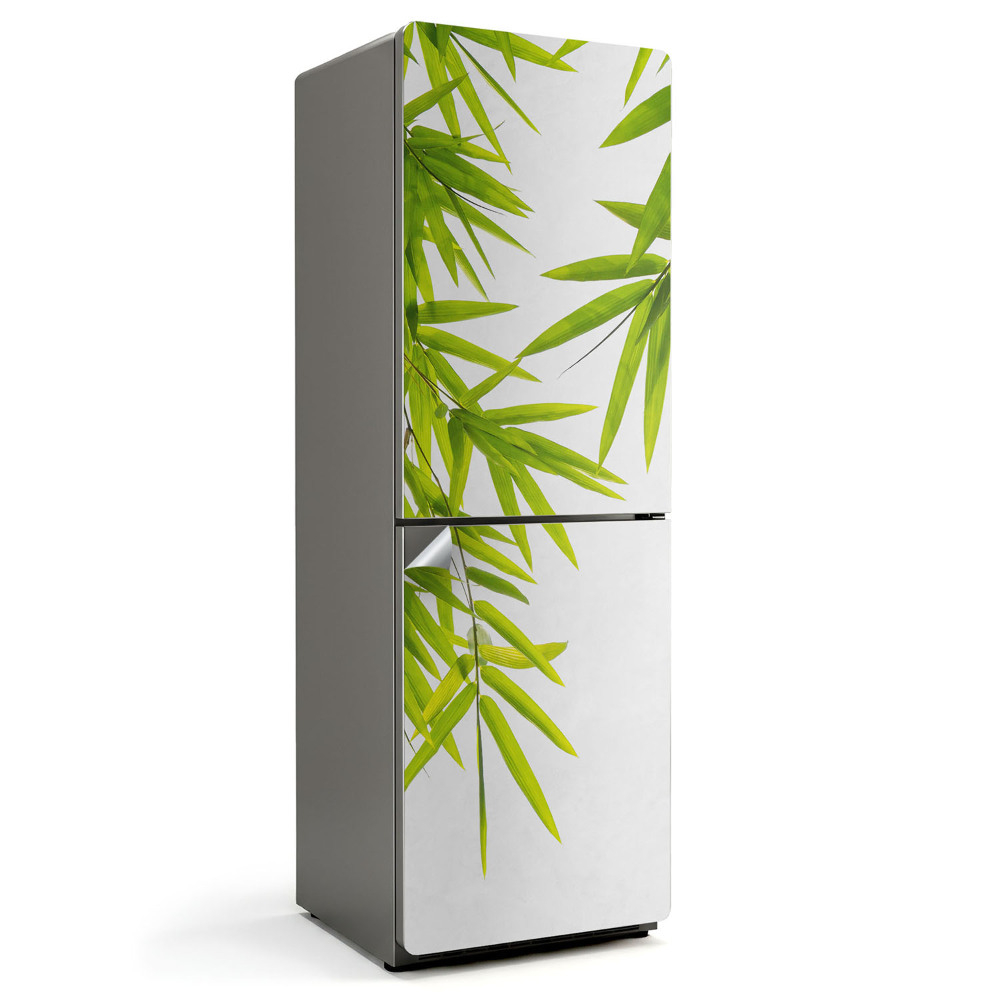 Okleina na lodówkę Liście bambusa na białym tle