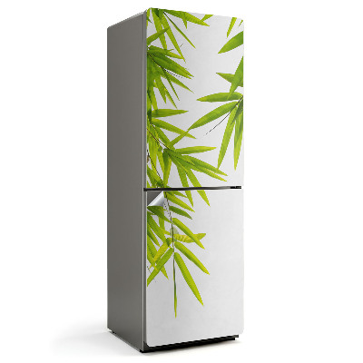 Okleina na lodówkę Liście bambusa na białym tle