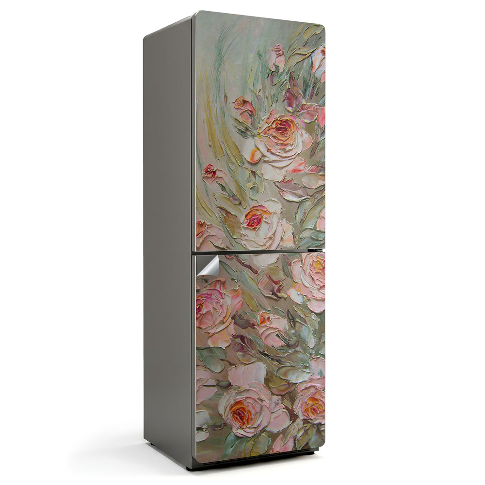 Naklejka tapeta na lodówkę Malarski kwiatowy motyw