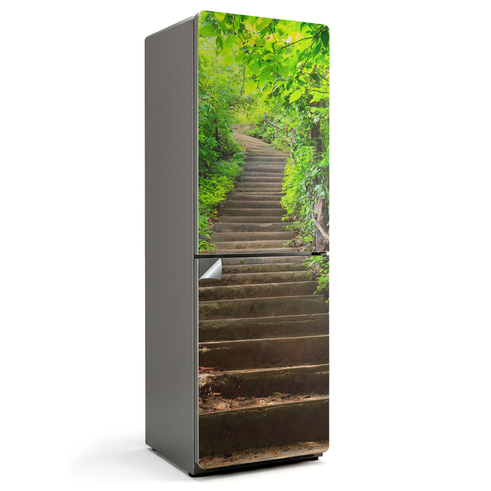 Okleina na lodówkę Schody w zielonej scenerii