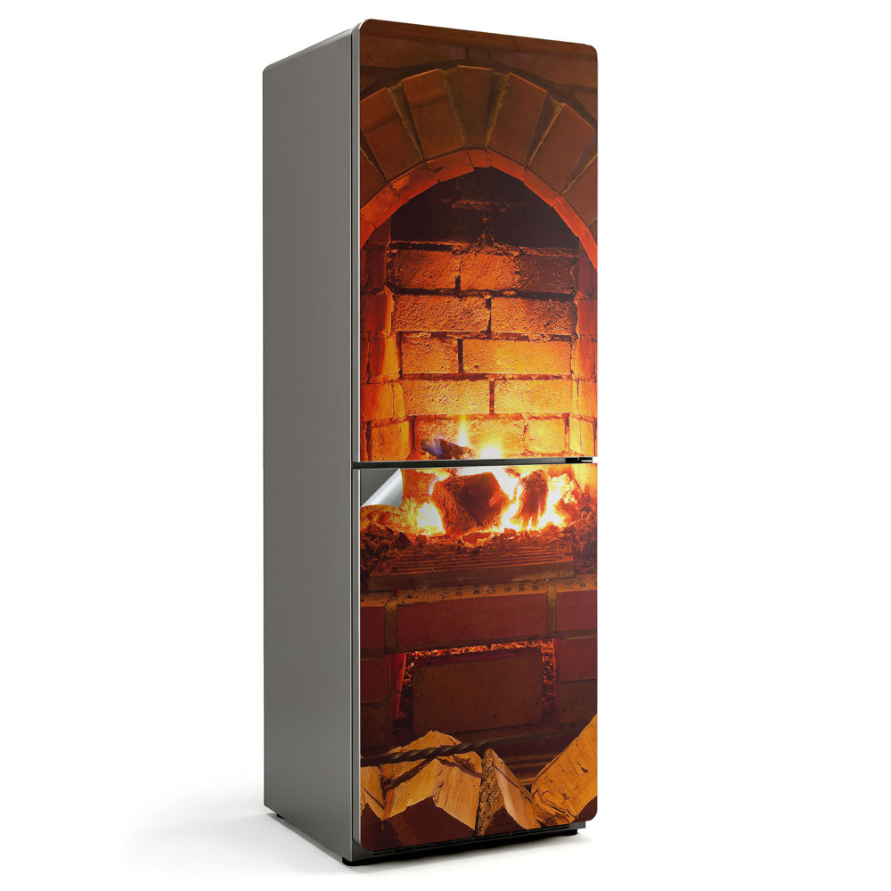 Naklejka na lodówkę Ognisko w kominku