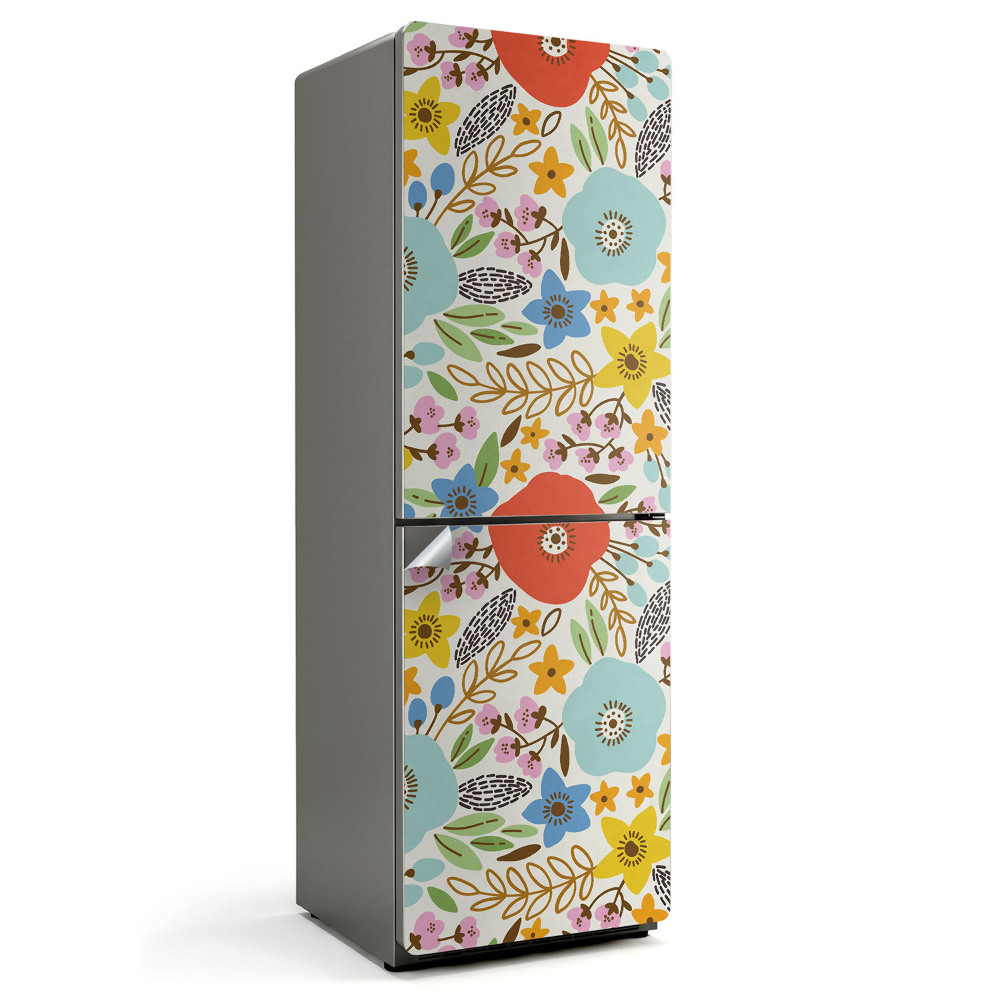 Naklejka na lodówkę Kwiatowy wzór w stylu retro