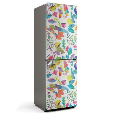 Naklejka tapeta na lodówkę Kolorowe liście i kwiaty