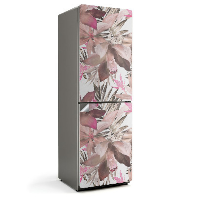 Naklejka na lodówkę Kwiatowy wzór z liśćmi