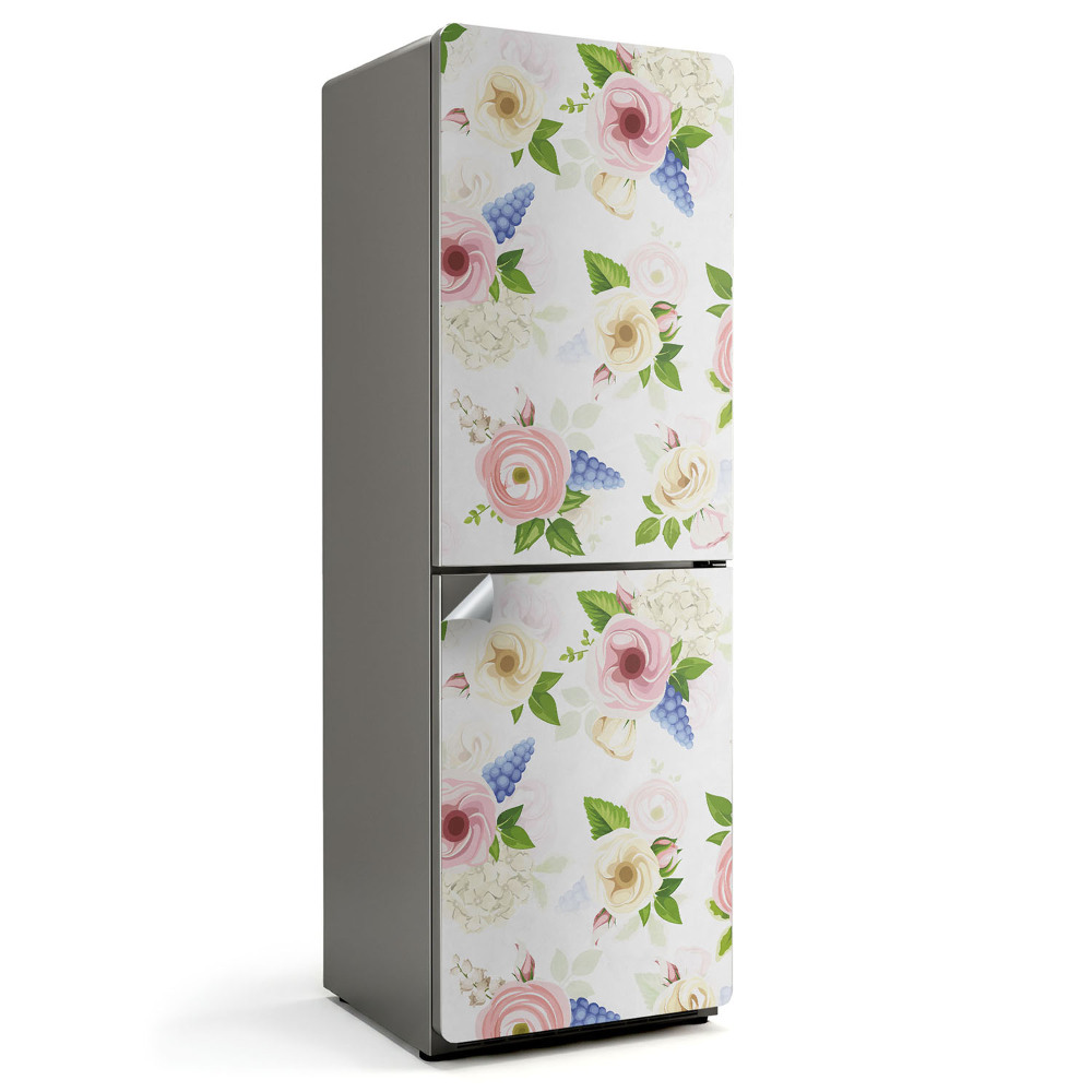 Naklejka tapeta na lodówkę Kwiatowy wzór w pastelach