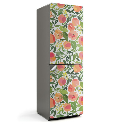 Naklejka tapeta na lodówkę Owocowy wzór z liśćmi