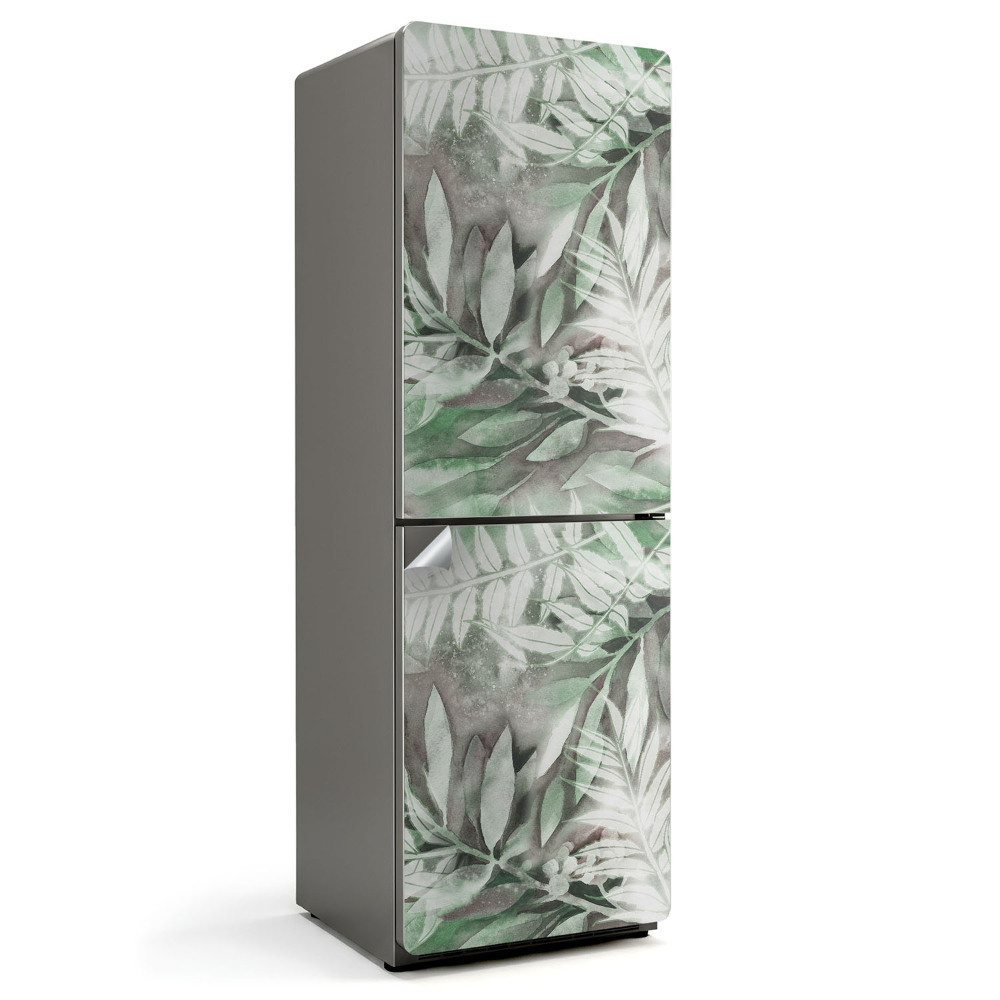 Naklejka tapeta na lodówkę Liściasty wzór akwarelowy