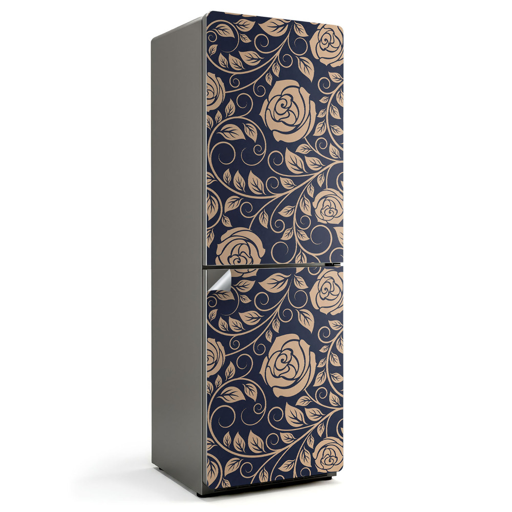 Naklejka na lodówkę Kwiatowy wzór z liśćmi