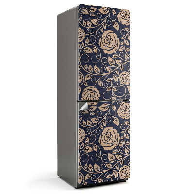 Naklejka na lodówkę Kwiatowy wzór z liśćmi