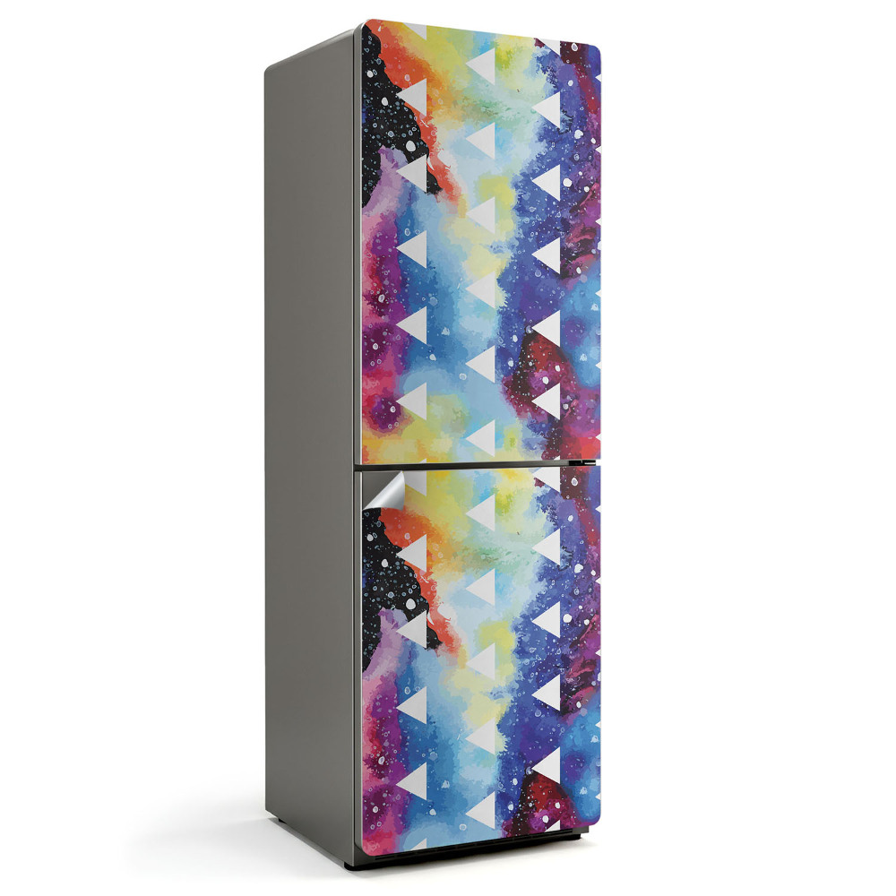 Naklejka tapeta na lodówkę Trójkąty na akwarelowym tle