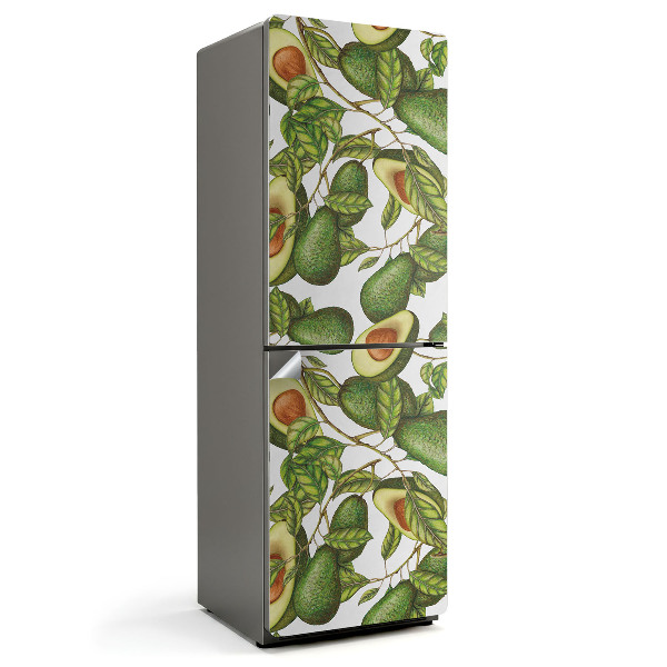 Naklejka tapeta na lodówkę Wzór z awokado i liśćmi