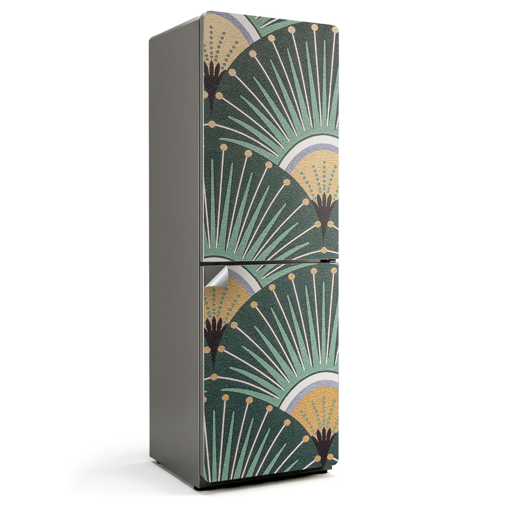 Naklejka tapeta na lodówkę Wzór wachlarzy i linii