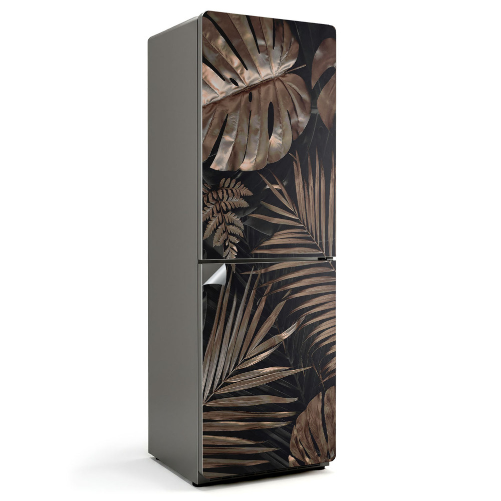 Naklejka tapeta na lodówkę Liście w eleganckim wzorze