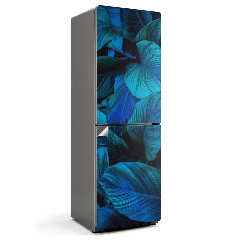 Okleina na lodówkę Liście w odcieniach niebieskich