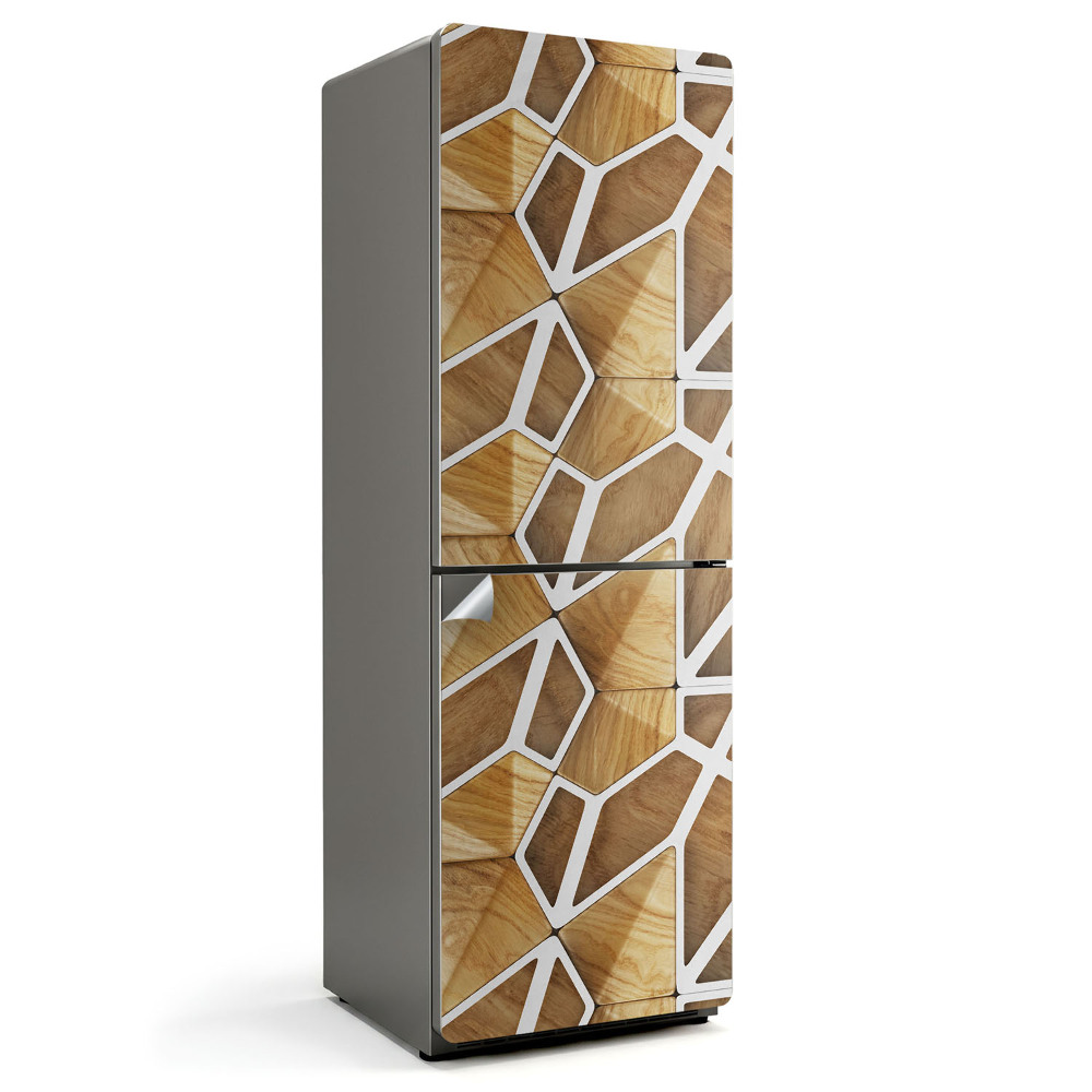 Naklejka tapeta na lodówkę Wzór geometryczny z drewna