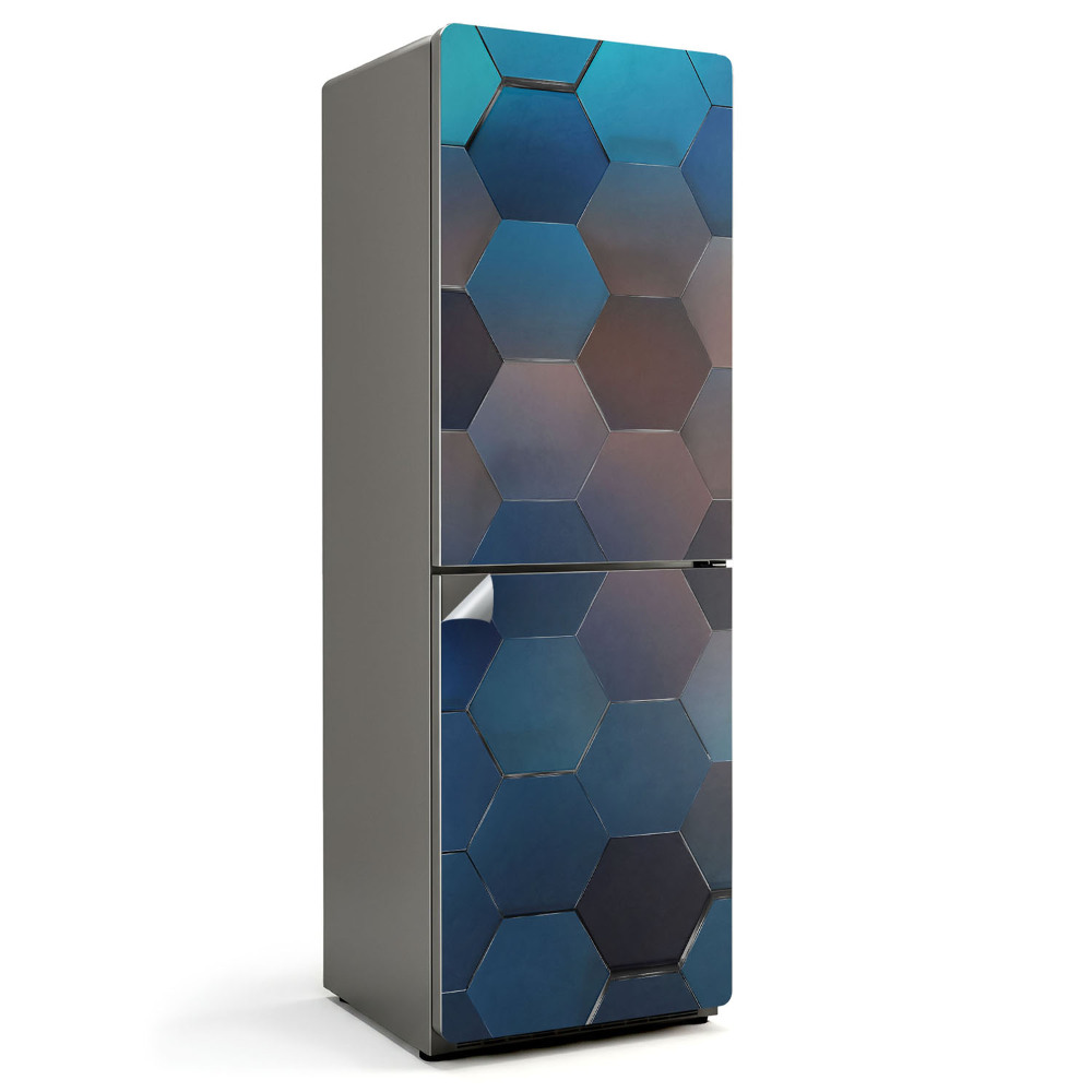 Okleina na lodówkę Sześciokątna mozaika 3D